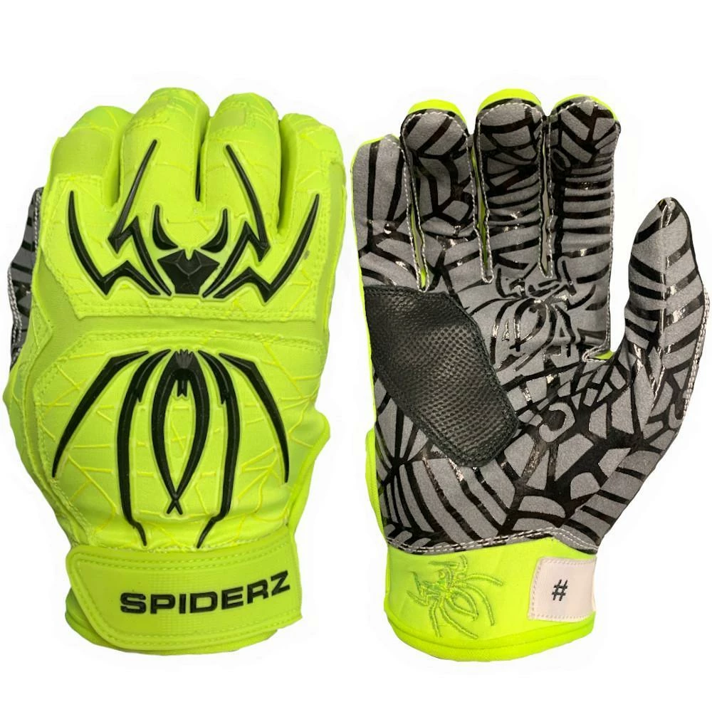 2022 Spiderz Hybrid Batting Gloves: Neon Yellow/Black