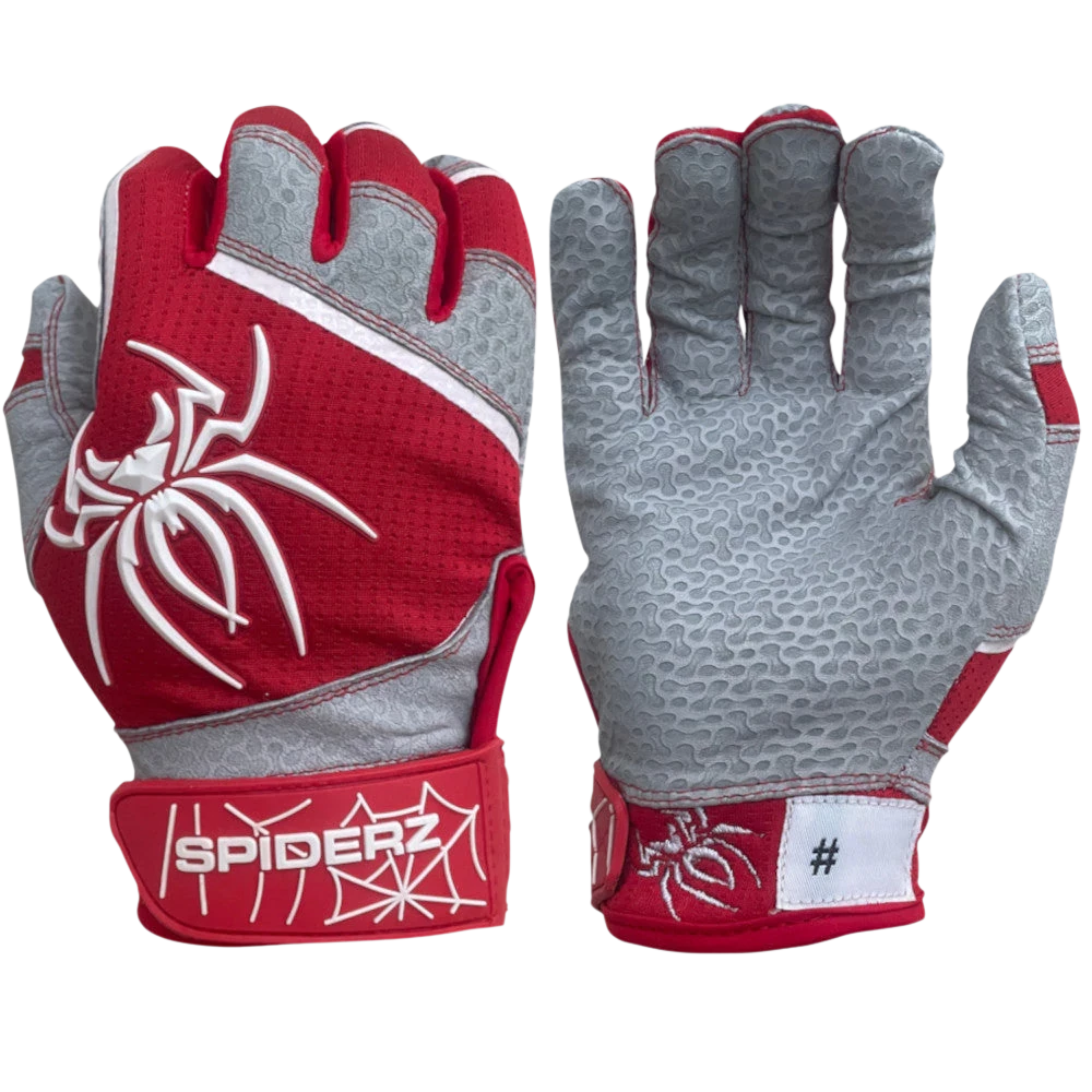 2022 Spiderz PRO Model Batting Gloves: Red/White