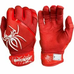 2023 Spiderz Pro Model Batting Gloves: Red/White