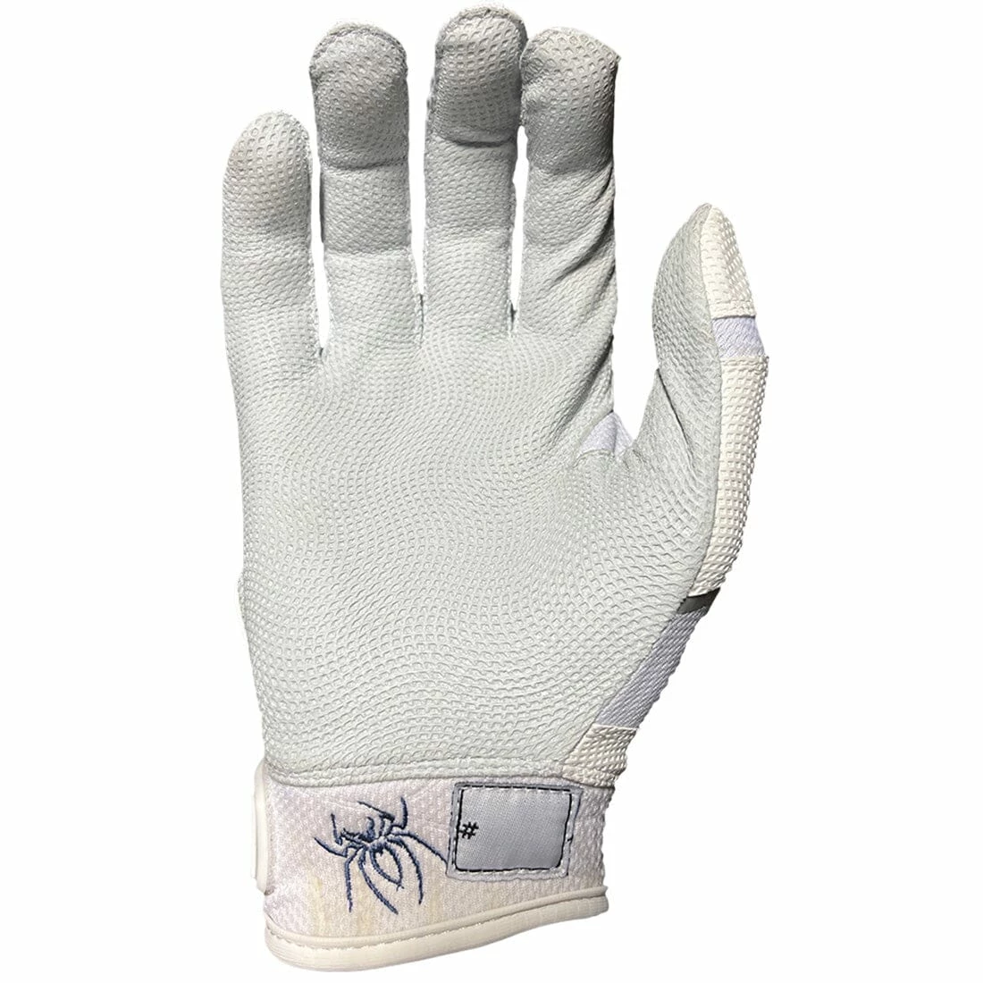 2023 Spiderz Pro Model Batting Gloves: White/Black/Silver - Image 3