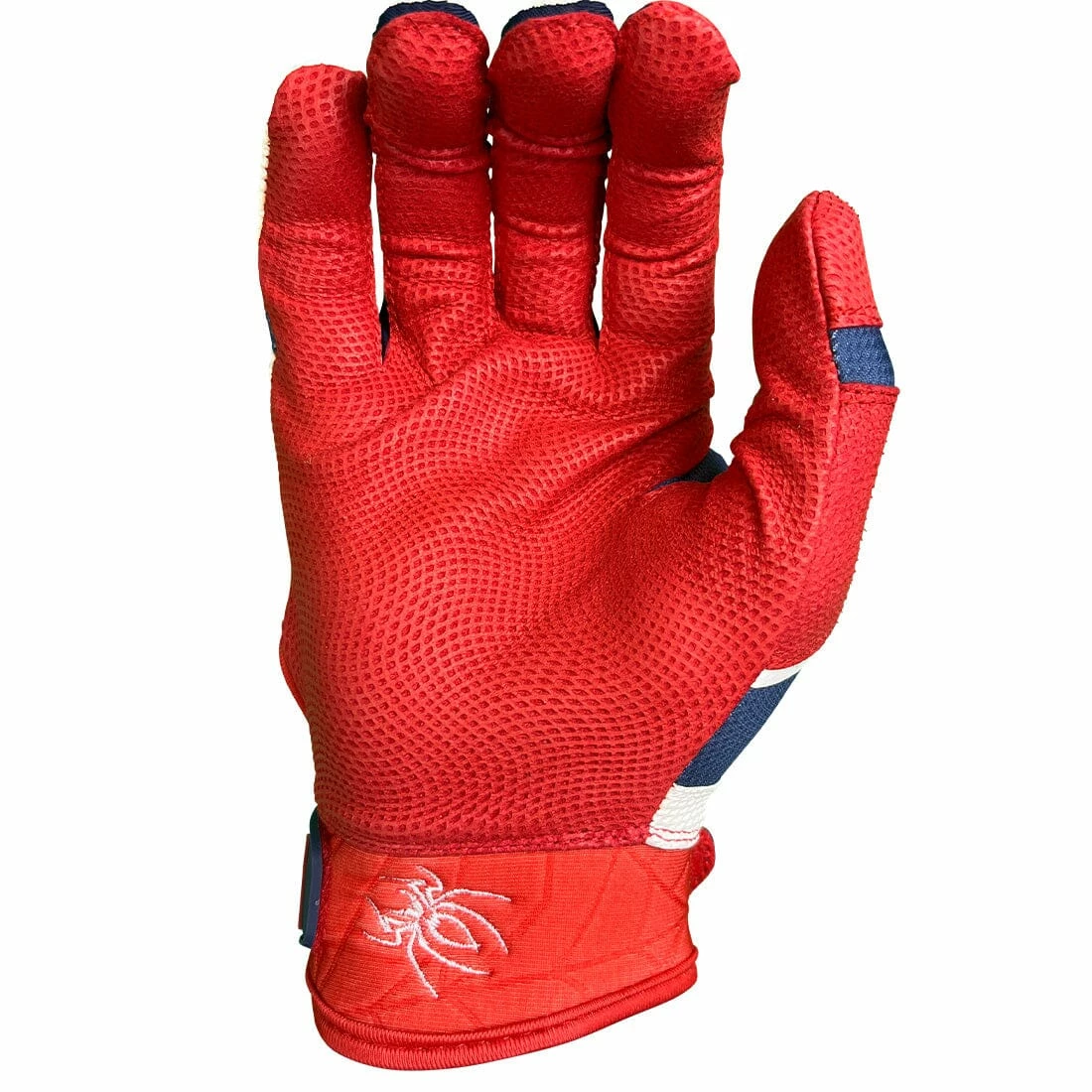 2023 Spiderz Pro Model Batting Gloves: White/Red/Navy - Image 3