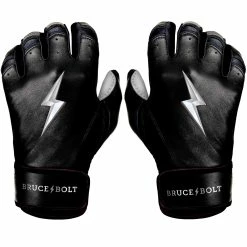 Bruce Bolt PREMIUM PRO Chrome Series Short Cuff Batting Gloves: Black