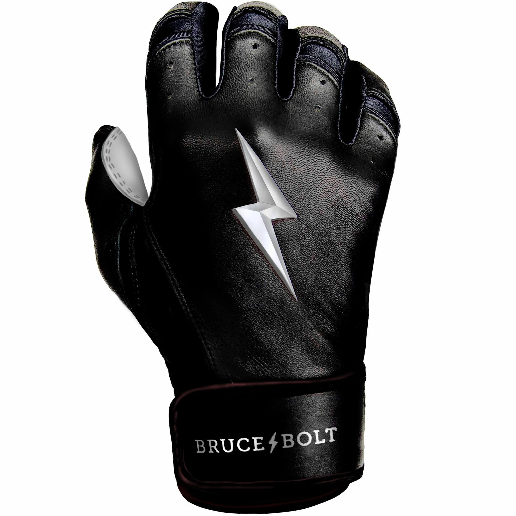 Bruce Bolt PREMIUM PRO Chrome Series Short Cuff Batting Gloves: Black - Image 4