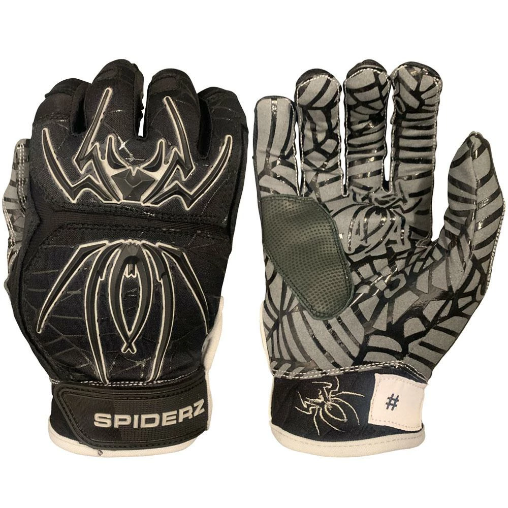 2021 Spiderz HYBRID Batting Gloves: Black/Silver