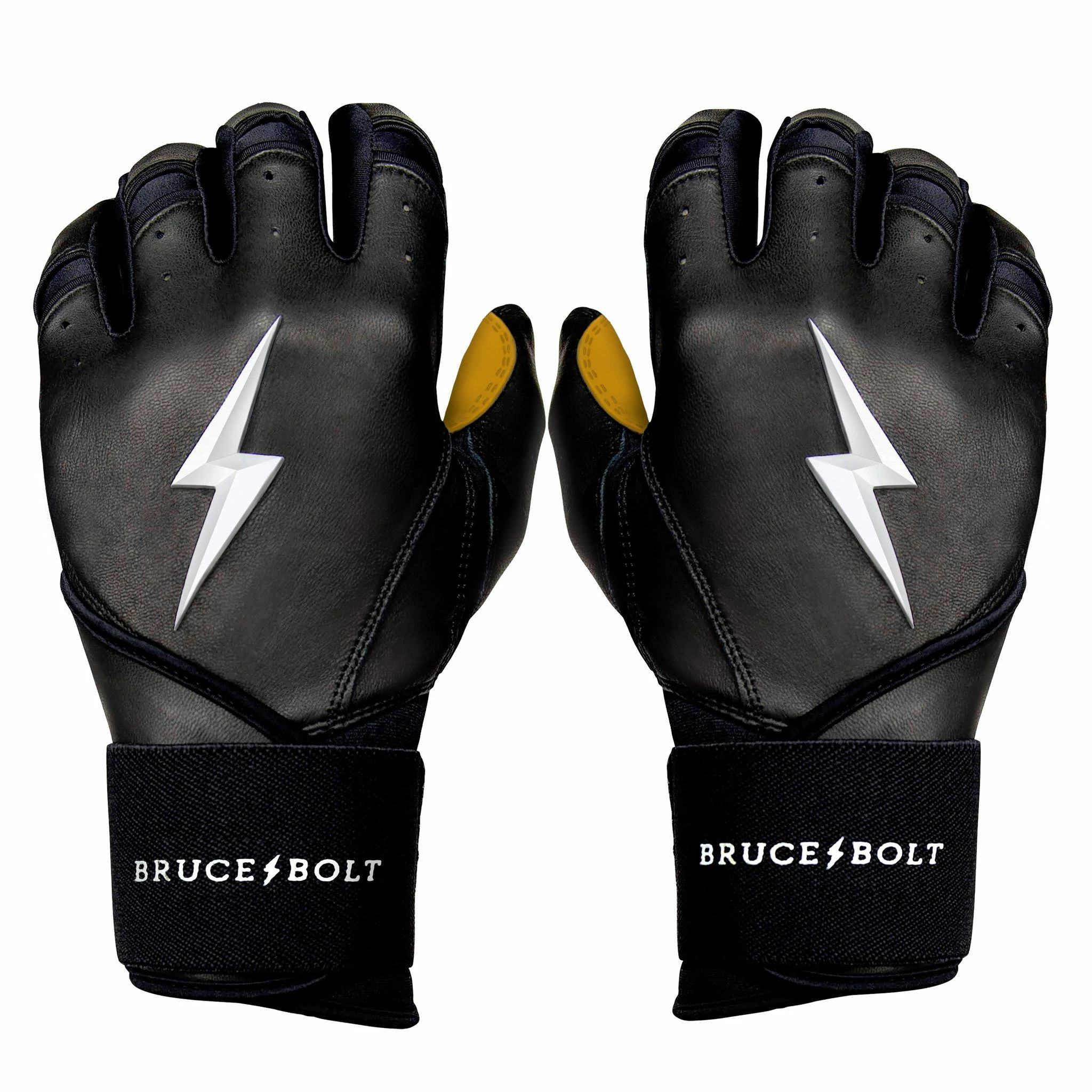 Bruce Bolt PREMIUM PRO Long Cuff Batting Gloves: Black