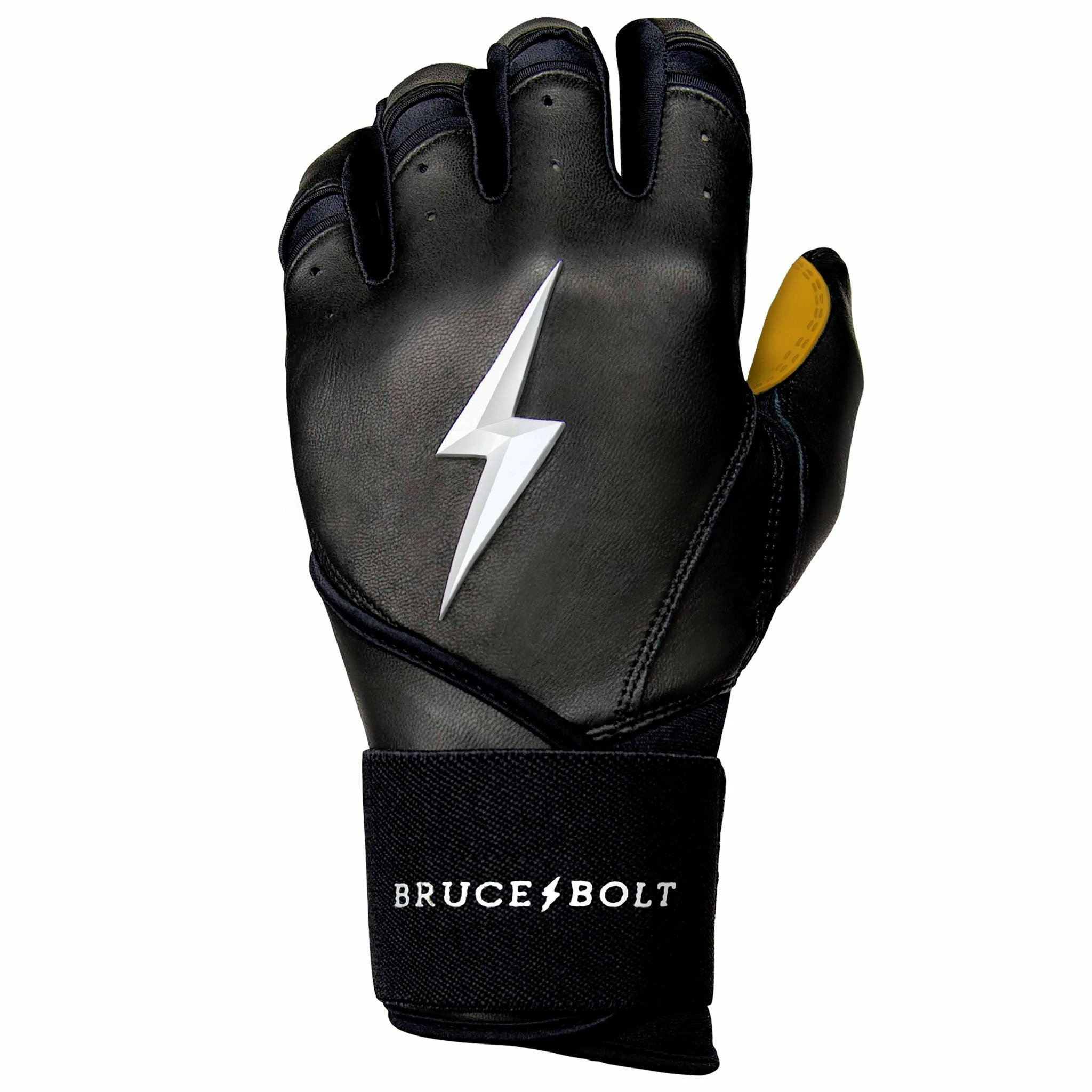 Bruce Bolt PREMIUM PRO Long Cuff Batting Gloves: Black - Image 6