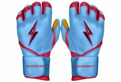 Bruce Bolt PREMIUM PRO BADER Series Long Cuff Batting Gloves: Baby Blue