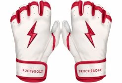Bruce Bolt PREMIUM PRO BADER Series Short Cuff Batting Gloves: White
