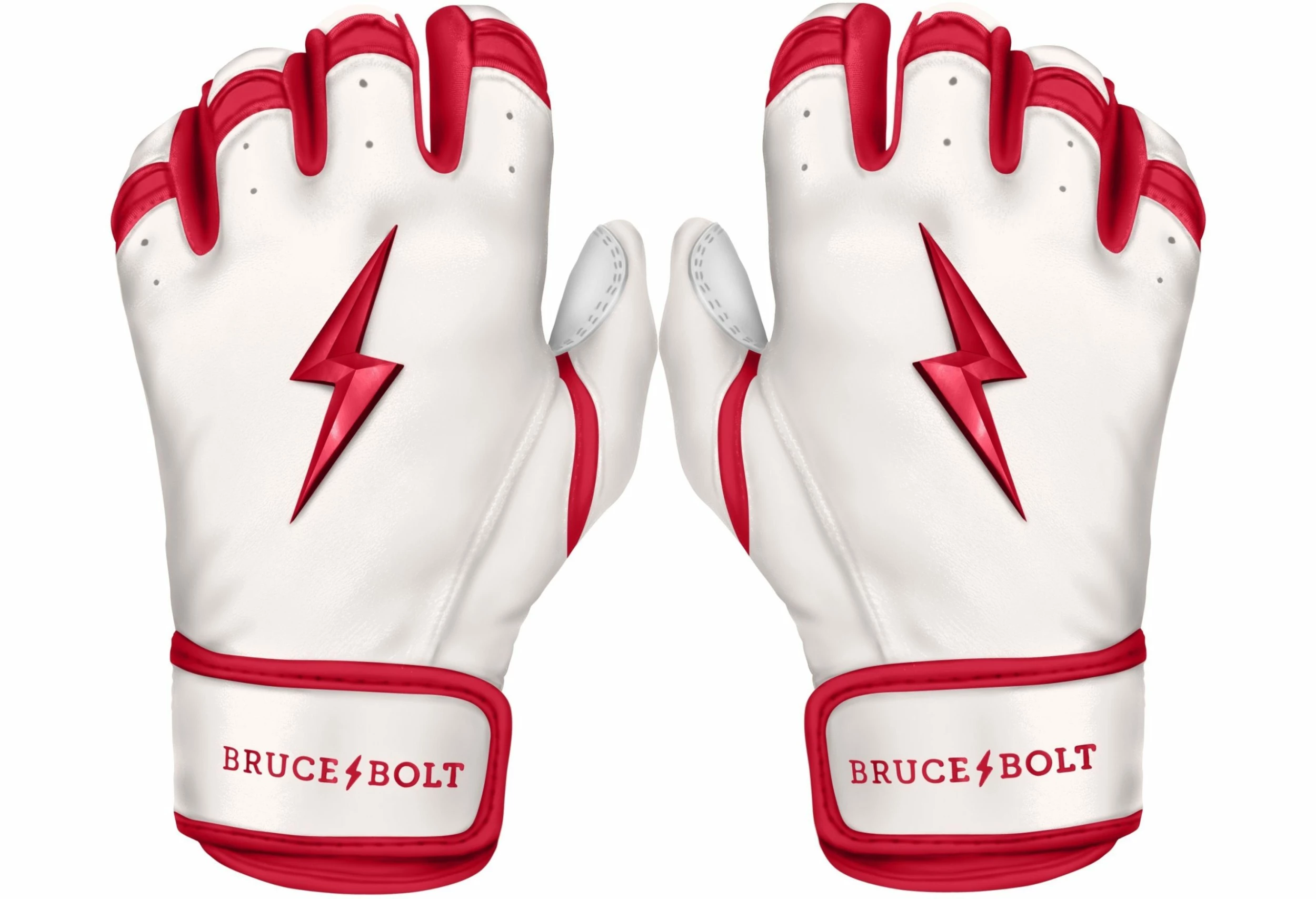 Bruce Bolt PREMIUM PRO BADER Series Short Cuff Batting Gloves: White