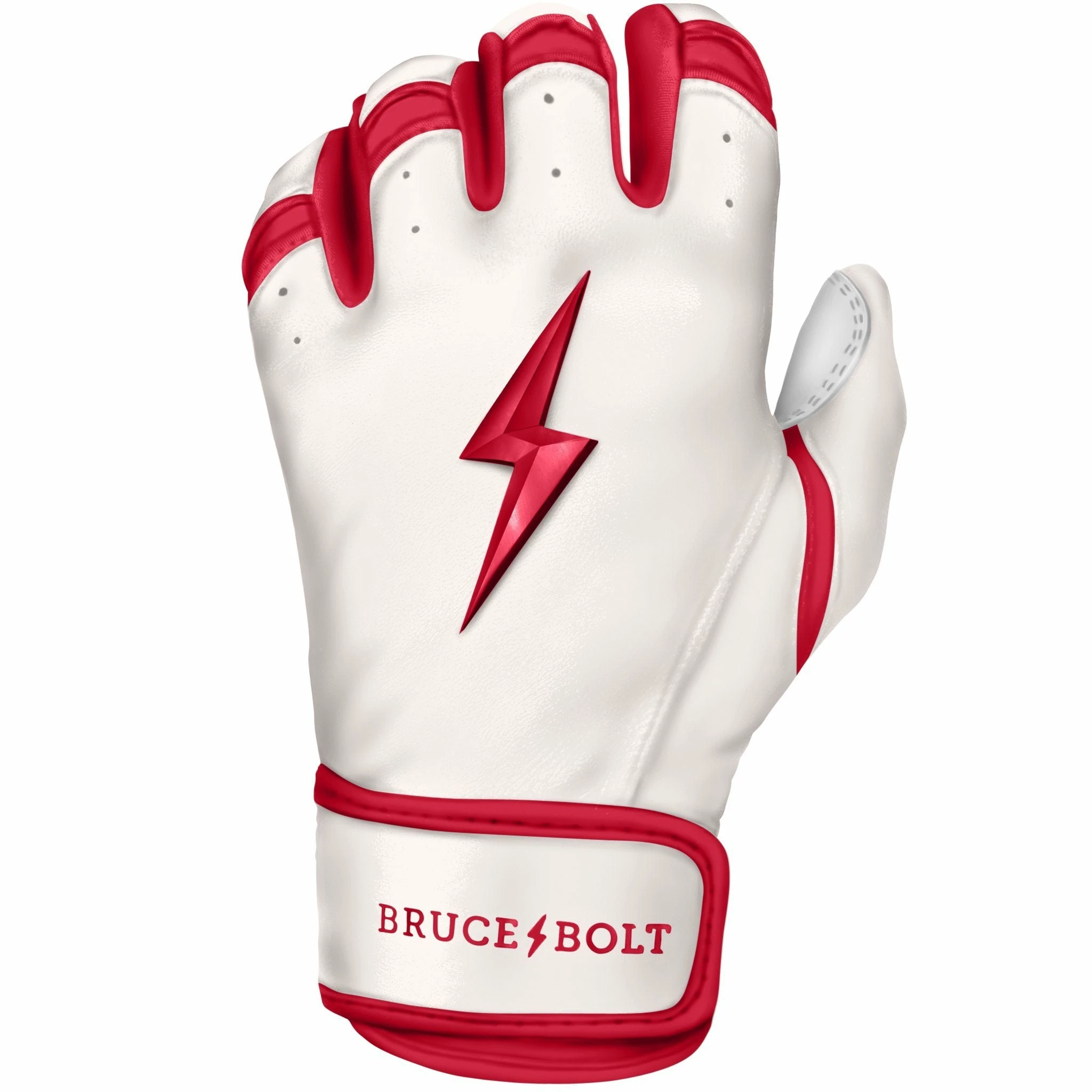 Bruce Bolt PREMIUM PRO BADER Series Short Cuff Batting Gloves: White - Image 2