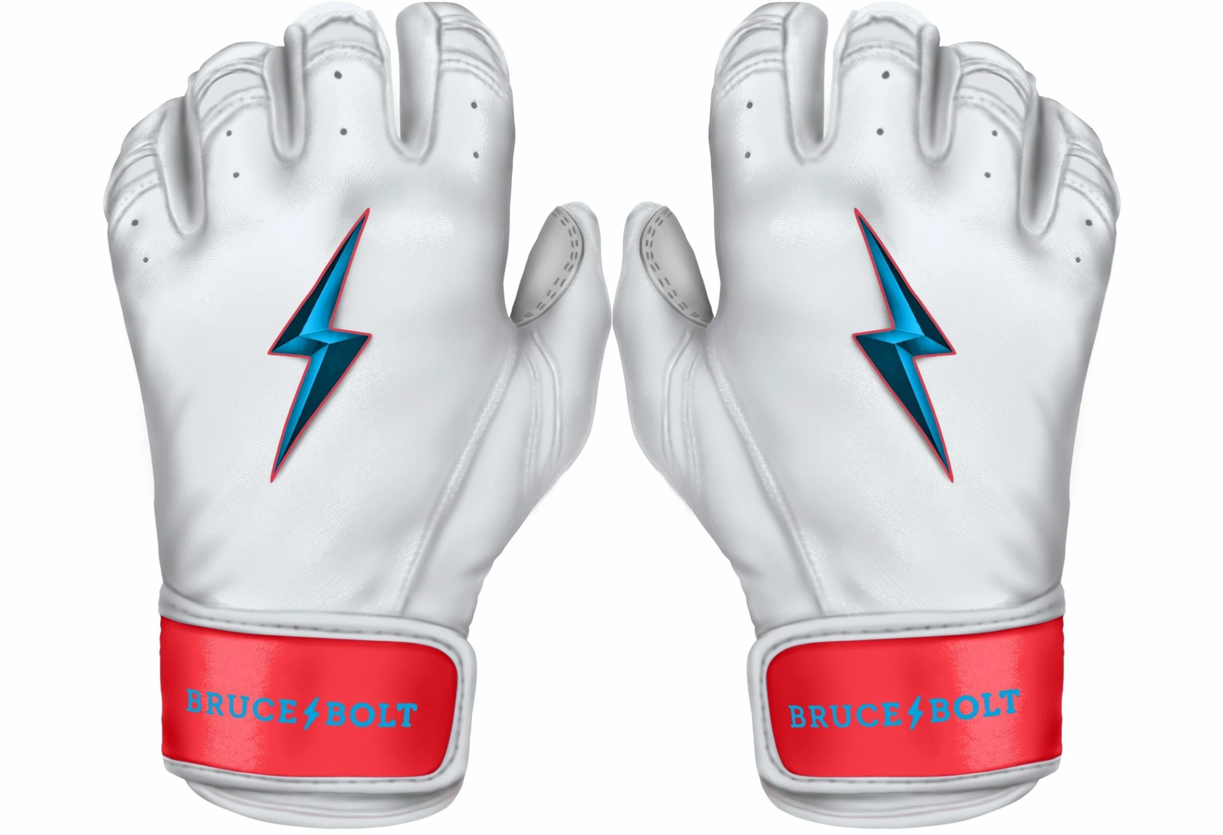 Bruce Bolt PREMIUM PRO BRINSON Series Short Cuff Batting Gloves: White
