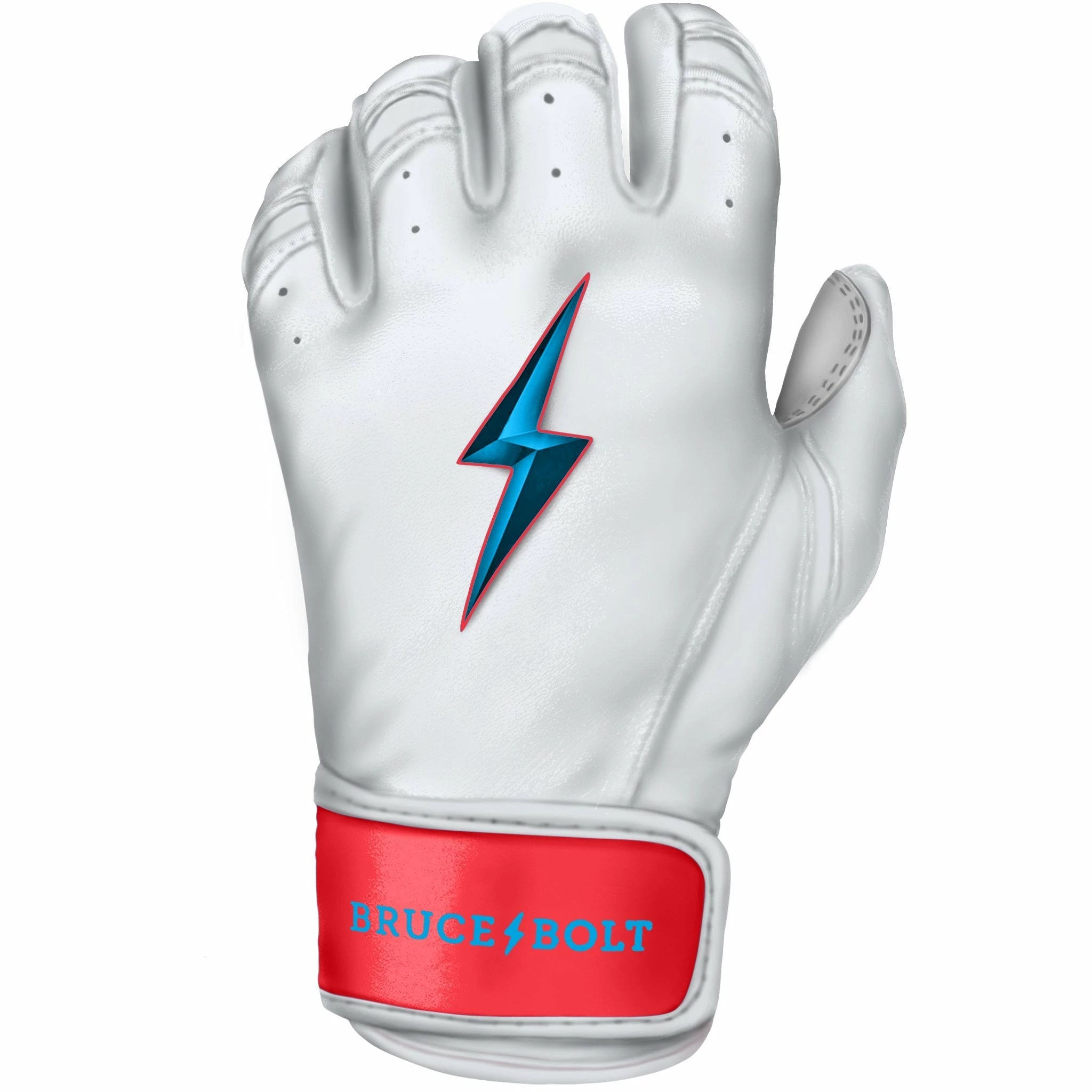 Bruce Bolt PREMIUM PRO BRINSON Series Short Cuff Batting Gloves: White - Image 2