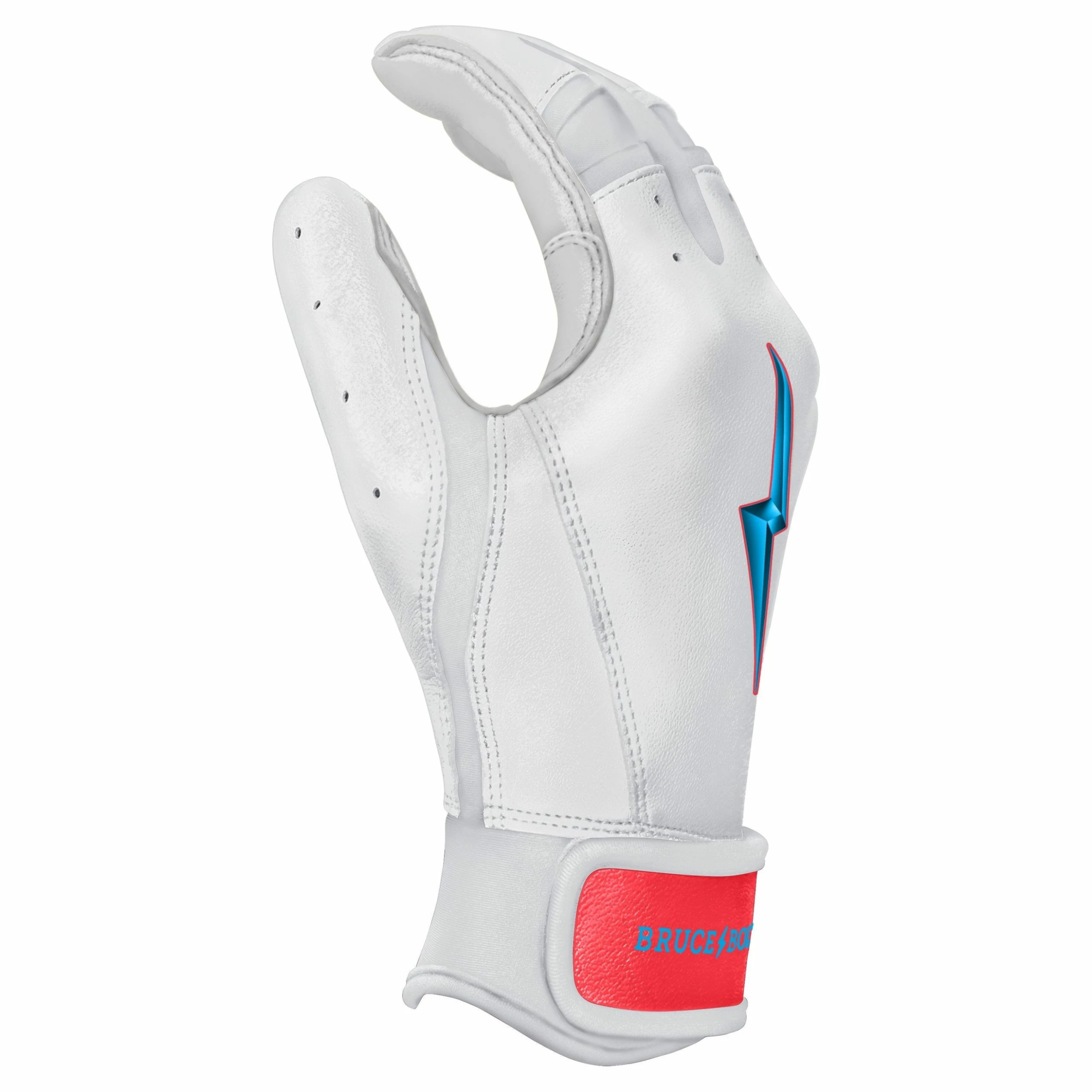 Bruce Bolt PREMIUM PRO BRINSON Series Short Cuff Batting Gloves: White - Image 5