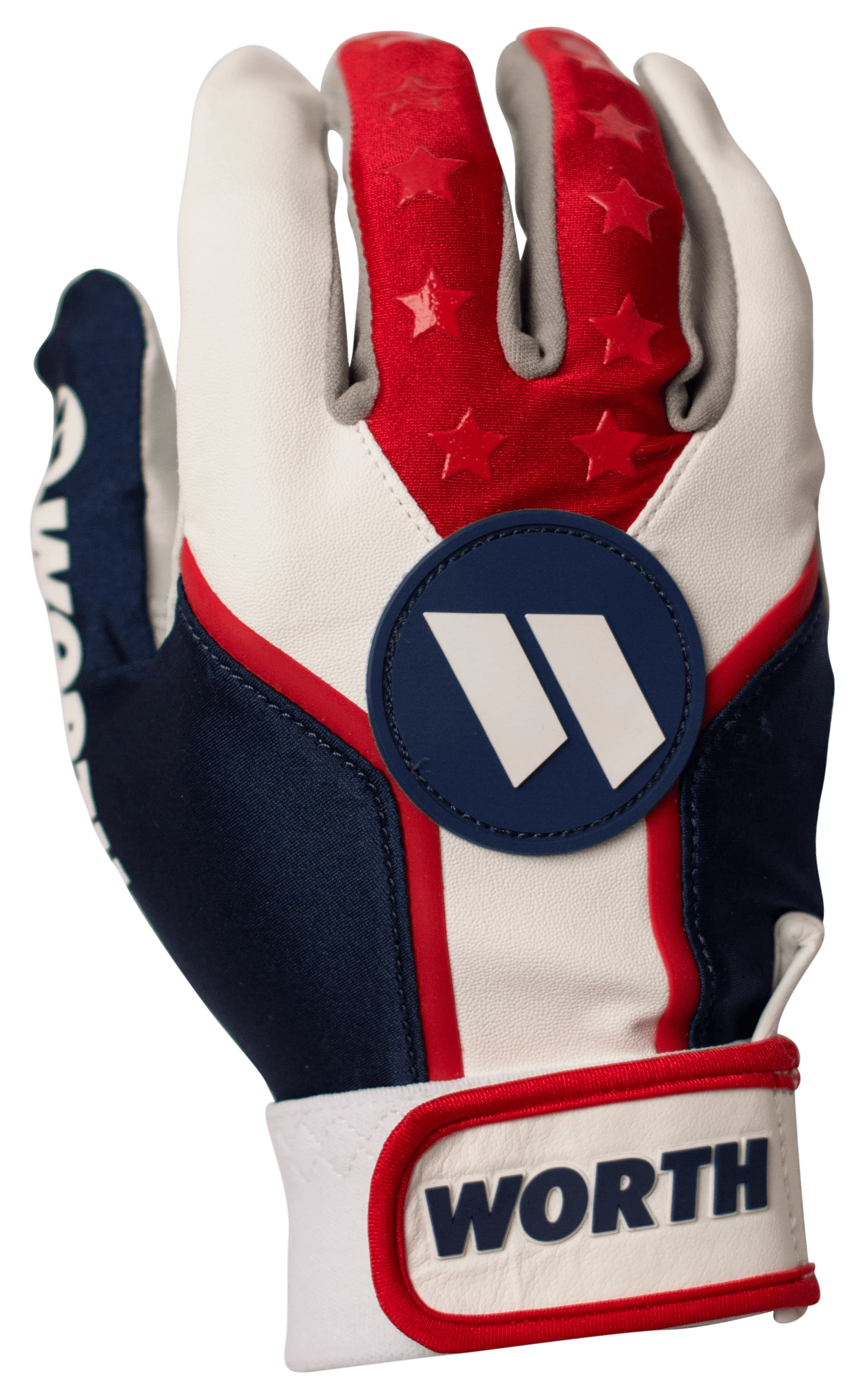 Worth Adult Red, White, And Blue Team Batting Gloves: WBATGL-RWB