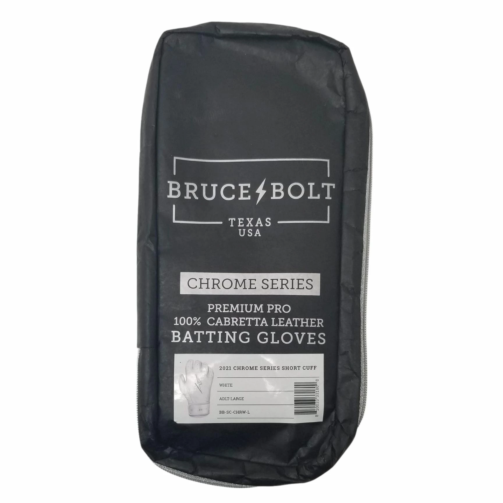 Bruce Bolt PREMIUM PRO Chrome Series Short Cuff Batting Gloves: Black - Image 3