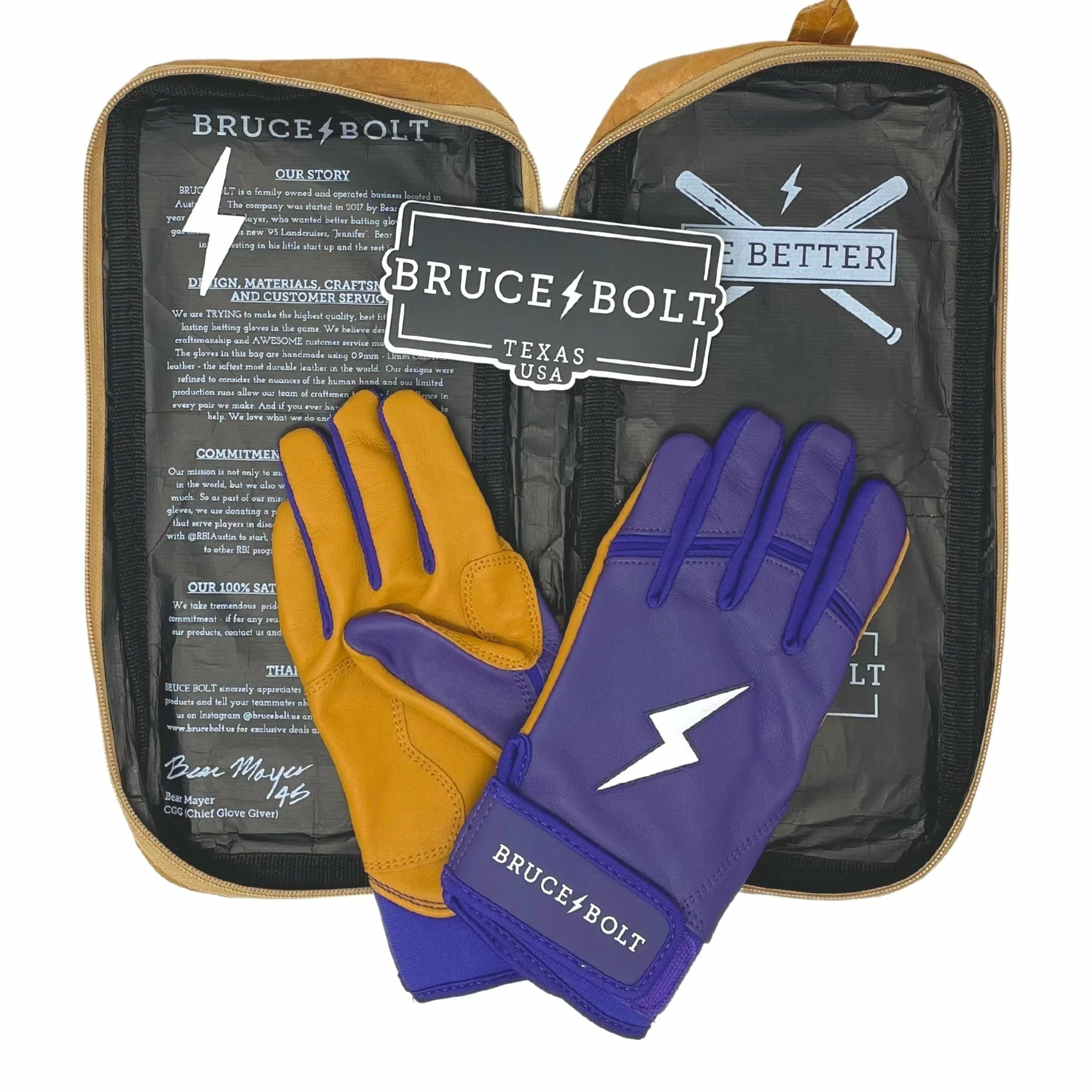 Bruce Bolt PREMIUM PRO Short Cuff Batting Gloves: Purple - Image 5
